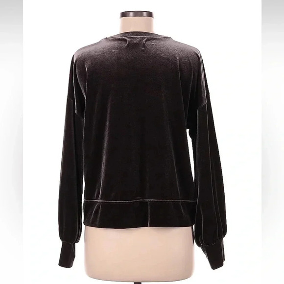 Madewell Dark Grey Metal Velvet Balloon Sleeve Sweatshirt Size Medium M - Picture 4 of 6